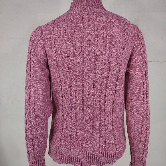 L.L. Bean pink full zip 100% Cotton cable knit fisherman's caridgan women Medium - Picture 5 of 8